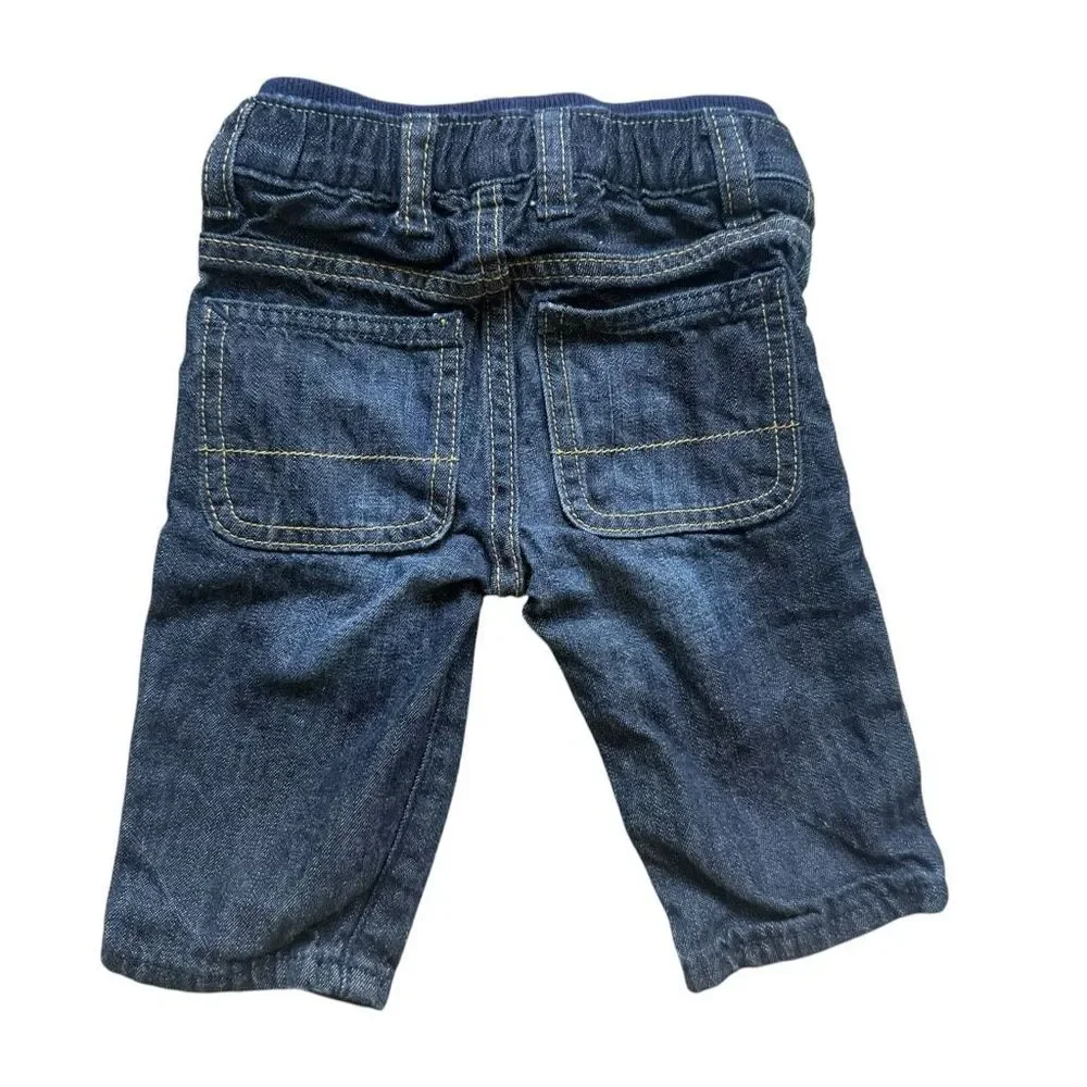 Boys Baby Gap Straight Leg Dark Rinse Utility Pull On Jeans - Sz 3-6 mo
